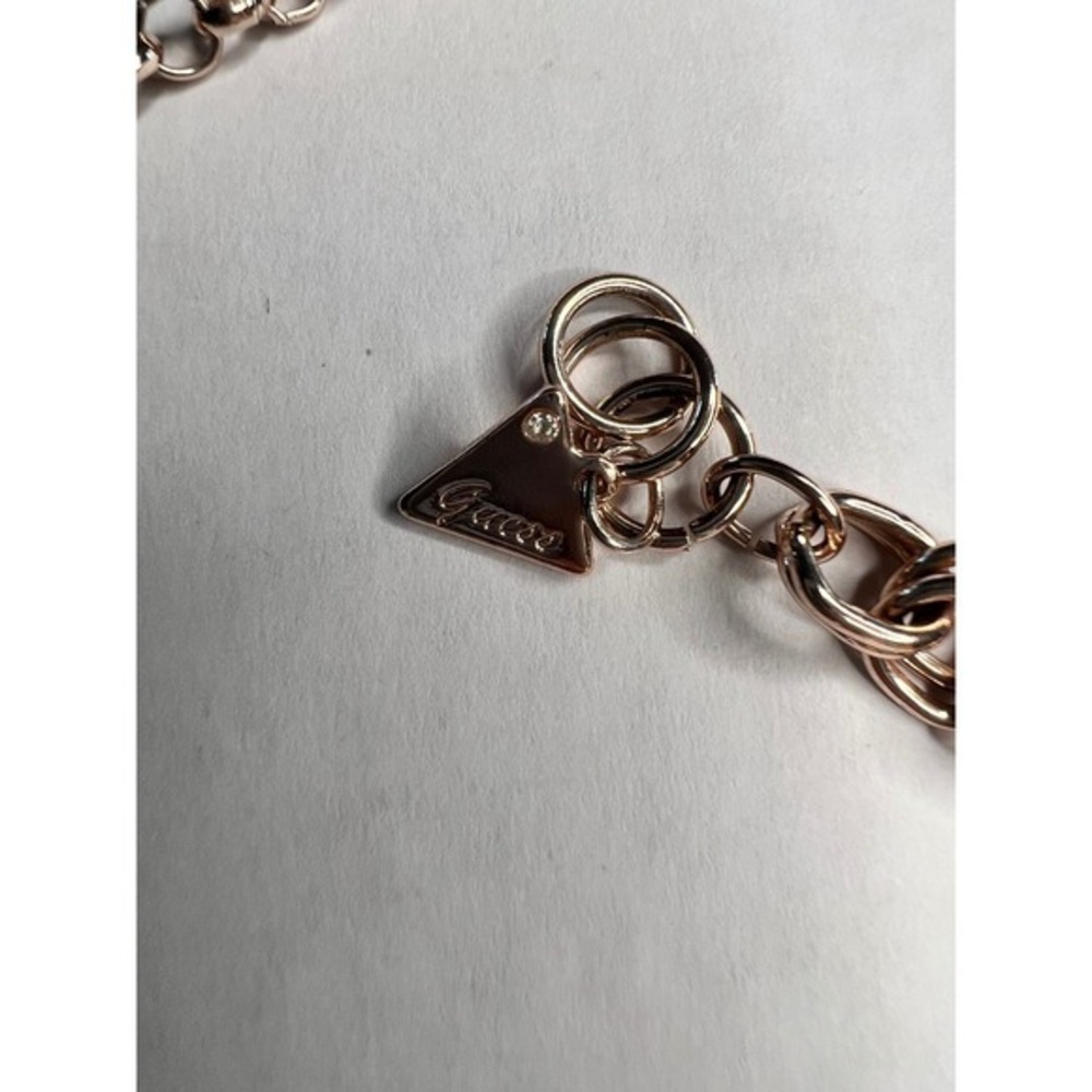 Guess Y2K Rose‎ Gold Tone Charm Bracelet Lock Heart Cross Key Tassel Rhinestone - Picture 7 of 7